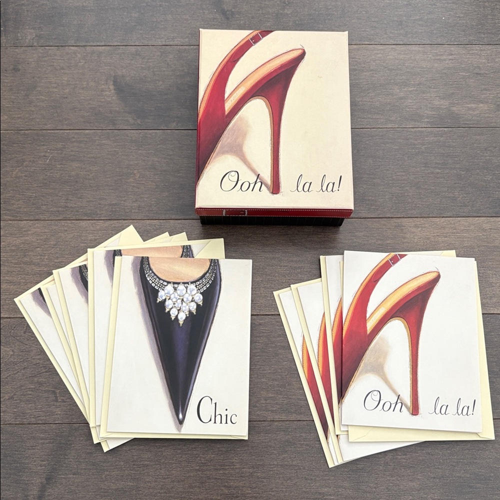 Glam Ooh La La Chic Greeting Card Set, Blank Stationery, Fashion Accessories